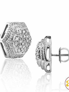 10KW 1.00CTW DIAMOND 6-SIDED DOME EARRINGS