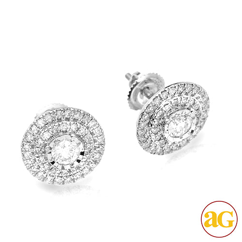 14KW 1.00CTW DIAMOND ROUND SHAPE ILLUSION EARRINGS