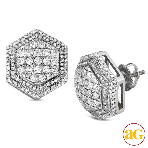 10KW 1.50CTW DIAMOND 6-SIDED DOME EARRINGS