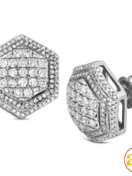 10KW 1.50CTW DIAMOND 6-SIDED DOME EARRINGS