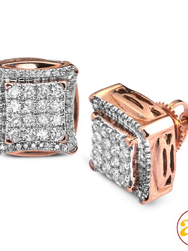 10KR 0.75CTW DIAMOND 3-D EARRINGS WITH SQUARE HEAD