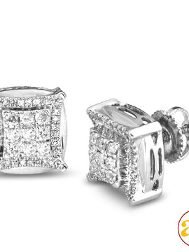 10KW 0.50CTW DIAMOND 3-D EARRINGS WITH SQUARE HEAD