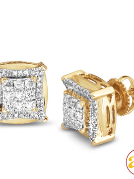 10KY 0.50CTW DIAMOND 3-D EARRINGS WITH SQUARE HEAD