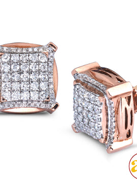 10KR 1.50CTW DIAMOND 3-D EARRINGS WITH SQUARE HEAD