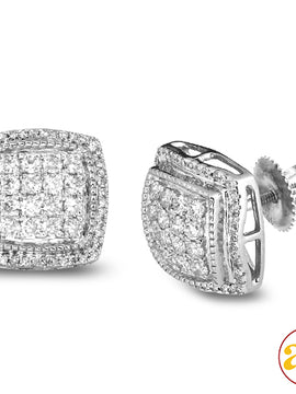 10KW 0.75CTW DIAMOND SQUARE SHAPE 3-D EARRINGS