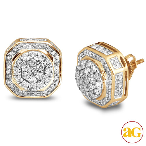 10KY 1.50CTW DIAMOND EARRINGS - ROUND HEAD WITH ST