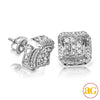 10KW 1.00CTW DIAMOND 3-D SQUARE CONCAVE EARRINGS W