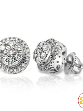 10KW 0.50CTW DIAMOND ROUND 3-D DOME CLUSTER EARRIN