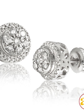 10KW 0.65CTW DIAMOND ROUND 3-D DOME CLUSTER EARRIN