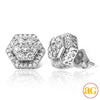 10KW 0.65CTW DIAMOND 3-D HEXAGON CLUSTER EARRINGS