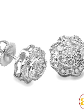 10KW 0.65CTW DIAMOND 3-D ROUND DOME CLUSTER EARRIN