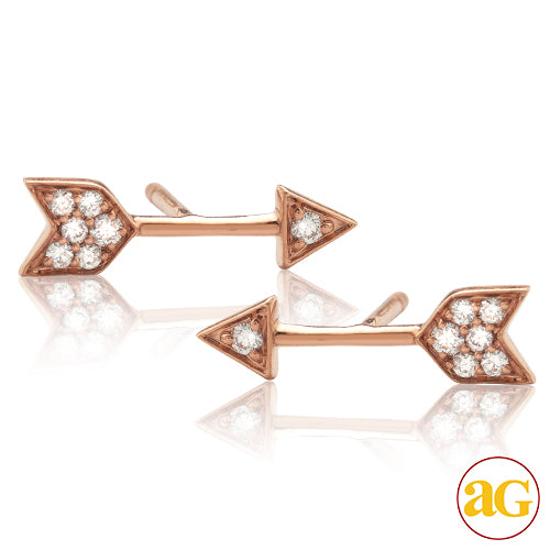 14KR 0.15CTW DIAMOND ARROW EARRING STUDS