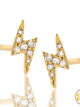 14KY 0.05CTW DIAMOND LIGHTNING BOLT EARRING STUDS