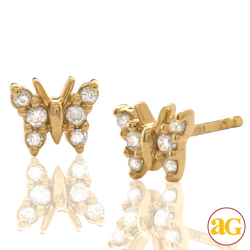 14KY 0.10CTW DIAMOND BUTTERFLY EARRING STUDS