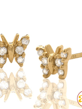 14KY 0.10CTW DIAMOND BUTTERFLY EARRING STUDS