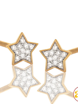 14KY 0.10CTW DIAMOND FLAT STAR EARRING STUDS