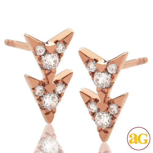 14KR 0.25CTW DIAMOND DOUBLE ARROW EARRING STUDS