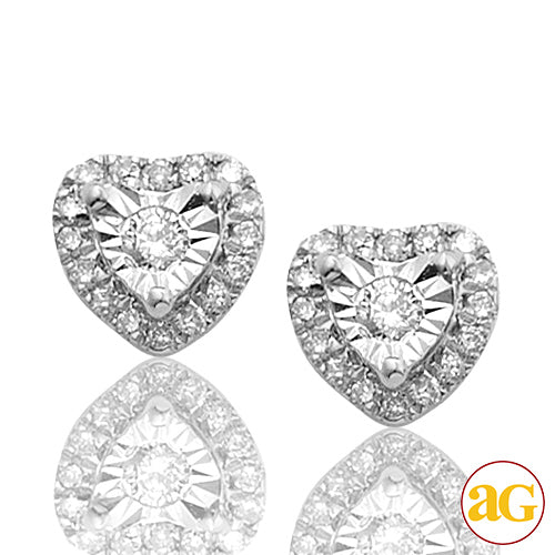 14KW 0.15CTW ILLUSION SET DIAMOND HEART EARRING