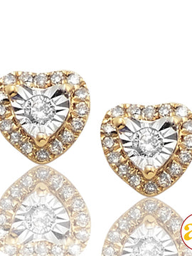 14KY 0.15CTW ILLUSION SET DIAMOND HEART EARRING