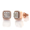 14KR+W 0.55CTW BAGUETTE DIAMOND HALO EARRINGS