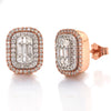 14KR+W 1.00CTW BAGUETTE DIAMOND HALO EARRINGS