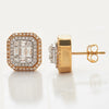 14KY+W 1.00CTW BAGUETTE DIAMOND HALO EARRINGS