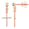 14KR 0.25CTW DIAMOND DANGLING CROSS EARRINGS