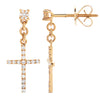 14KY 0.25CTW DIAMOND DANGLING CROSS EARRINGS