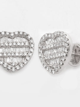 10KW 1.00CTW DIAMOND BAGUETTE HEART EARRINGS