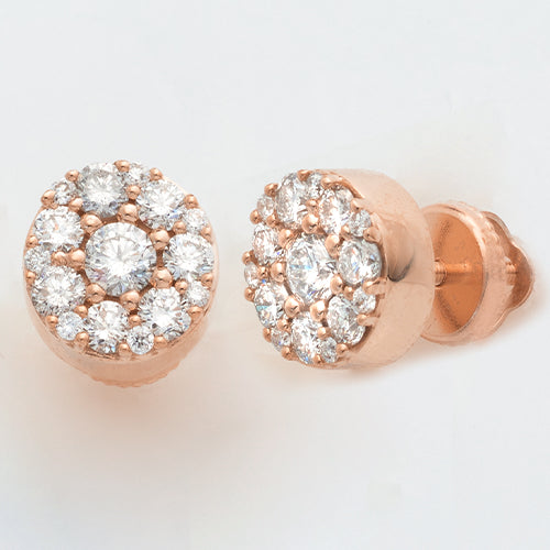 10KR 1.55CTW DIAMOND FLOWER EARRINGS