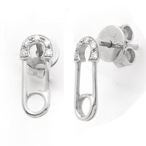 14KW 0.05CTW DIAMOND SAFETY PIN EARRINGS