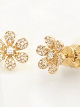 14KY 0.30CTW DIAMOND 6-PETAL FLOWER SHAPE EARRINGS