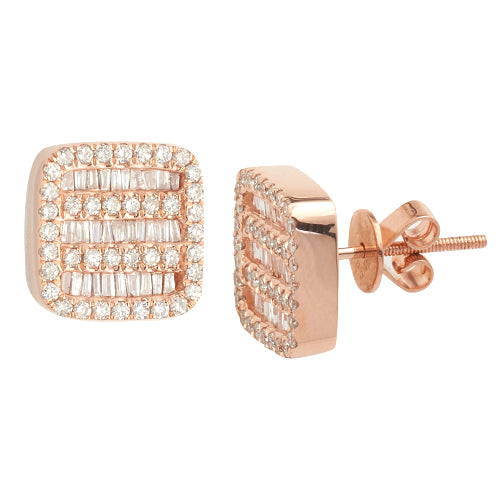 14KR 1.20CTW BAGUETTE DIAMOND SQUARE EARRINGS