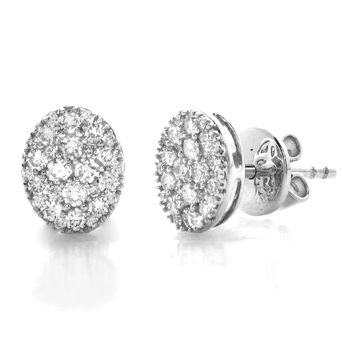 14KW 0.50CTW DIAMOND OVAL CLUSTER EARRING STUDS