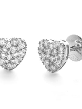 14KW 0.50CTW DIAMOND HEART CLUSTER EARRING STUDS