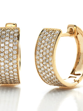 14KY 1.00CTW DIAMOND PAVE HOOP EARRING HUGGIES