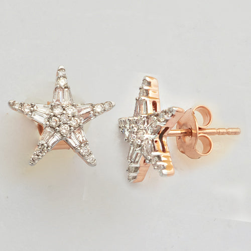 14KR 0.60CT BAGUETTE & ROUND DIAMOND STAR