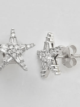 14KW 0.60CT BAGUETTE & ROUND DIAMOND STAR