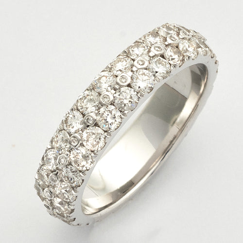 14KW 2.85CTW DIAMOND MENS 2-ROW ETERNITY BAND W/BE