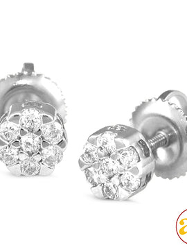 14KW 0.25CTW DIAMOND V-PRONG FLOWER EARRINGS