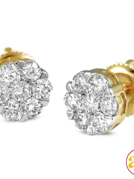 14KY 0.75CTW DIAMOND V-PRONG FLOWER EARRINGS