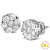 14KW 1.50CTW DIAMOND V-PRONG FLOWER EARRINGS