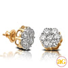 14KY 2.65CTW DIAMOND 7-STONE FLOWER EARRINGS