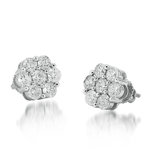 14KW 1.50CTW DIAMOND FLOWER EARRINGS