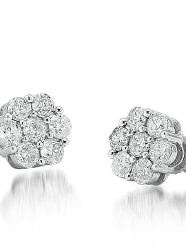 14KW 1.50CTW DIAMOND FLOWER EARRINGS