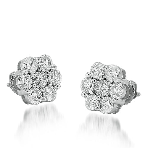 14KW 2.00CTW FLOWER EARRINGS