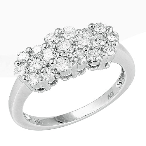 14KW 1.00CTW DIA 3-STONE FLOWER RING