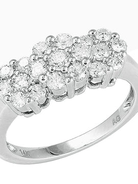 14KW 1.00CTW DIA 3-STONE FLOWER RING