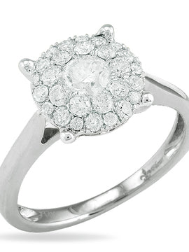 14KW 0.75CTW 2-ROW FLEUR SOLITAIRE RING