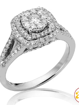 14KW 1.05CTW FLEUR DIAMOND BRIDAL RING WITH DOUBLE